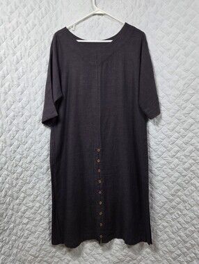 Soft Surroundings Gray Tunic Dress Medium Partial Button Front High Side Slits